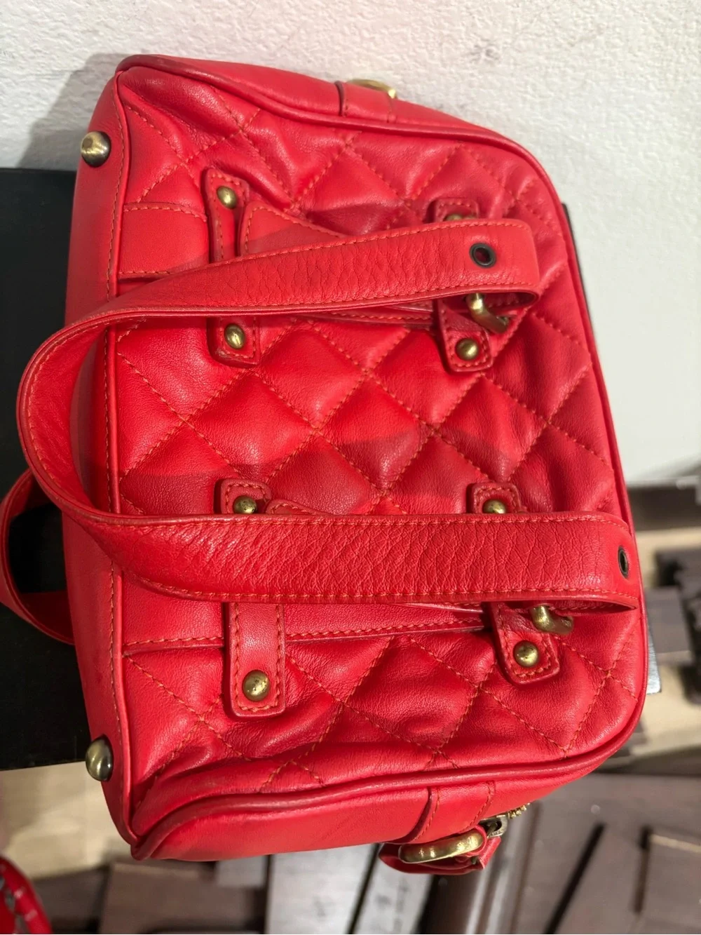 MCM Red Quilted Leather Bag AUTHENTIC
